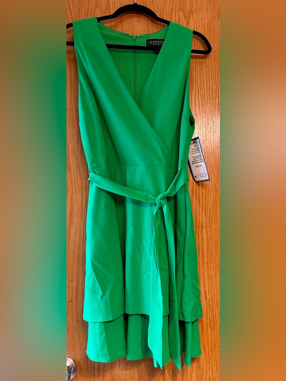 Laundry By Shelli Segal Green Sleeveless Wrap Dress
